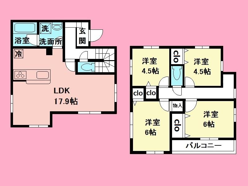 Floor plan. (1 Building), Price 30,800,000 yen, 4LDK, Land area 100.08 sq m , Building area 90.72 sq m