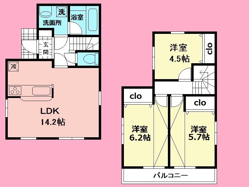 Floor plan. (6 Building), Price 24,800,000 yen, 3LDK, Land area 100.04 sq m , Building area 71.28 sq m