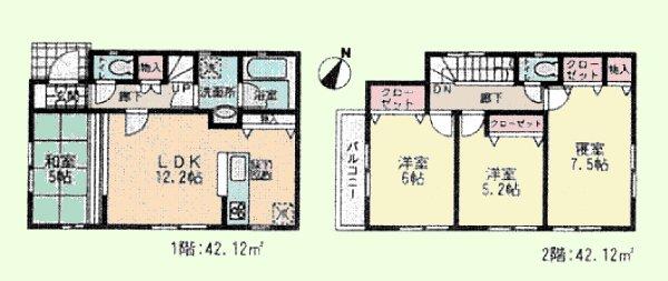 Floor plan. (5 Building), Price 23 million yen, 4LDK, Land area 100.28 sq m , Building area 84.24 sq m