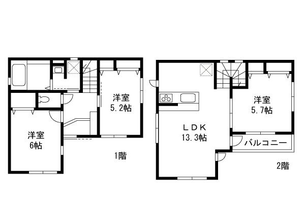 Floor plan. 25,800,000 yen, 3LDK, Land area 62.93 sq m , Building area 71.68 sq m