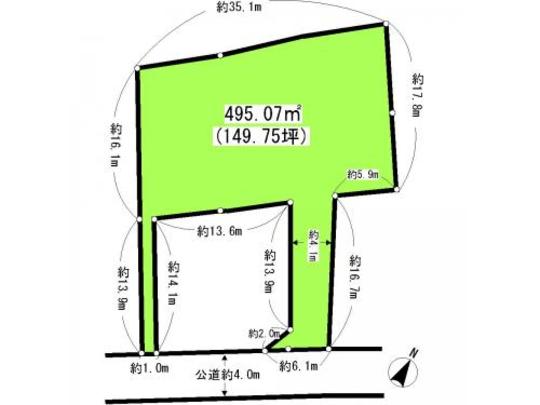 Compartment figure. Passage portion of the width 4m is part of the site. Also good to your garden, Also good to the parking lot