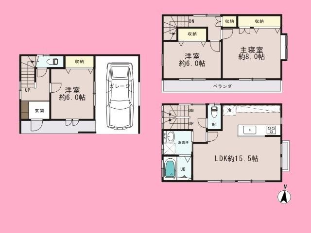 Floor plan. 29,800,000 yen, 3LDK, Land area 69.2 sq m , Building area 93.56 sq m
