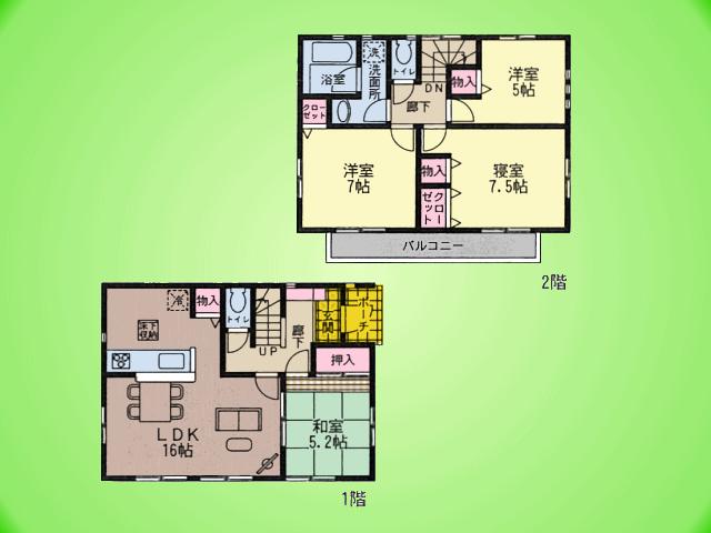 Floor plan. (Building 2), Price 28.8 million yen, 4LDK, Land area 100.06 sq m , Building area 93.14 sq m