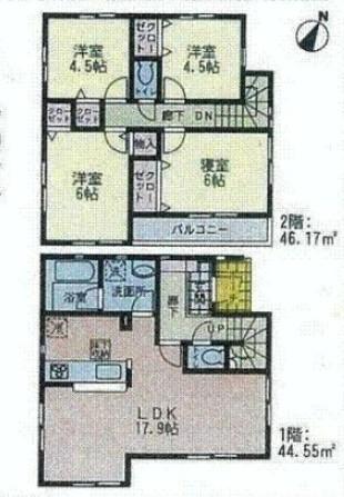Floor plan. (1 Building), Price 30,800,000 yen, 4LDK, Land area 100.08 sq m , Building area 90.72 sq m