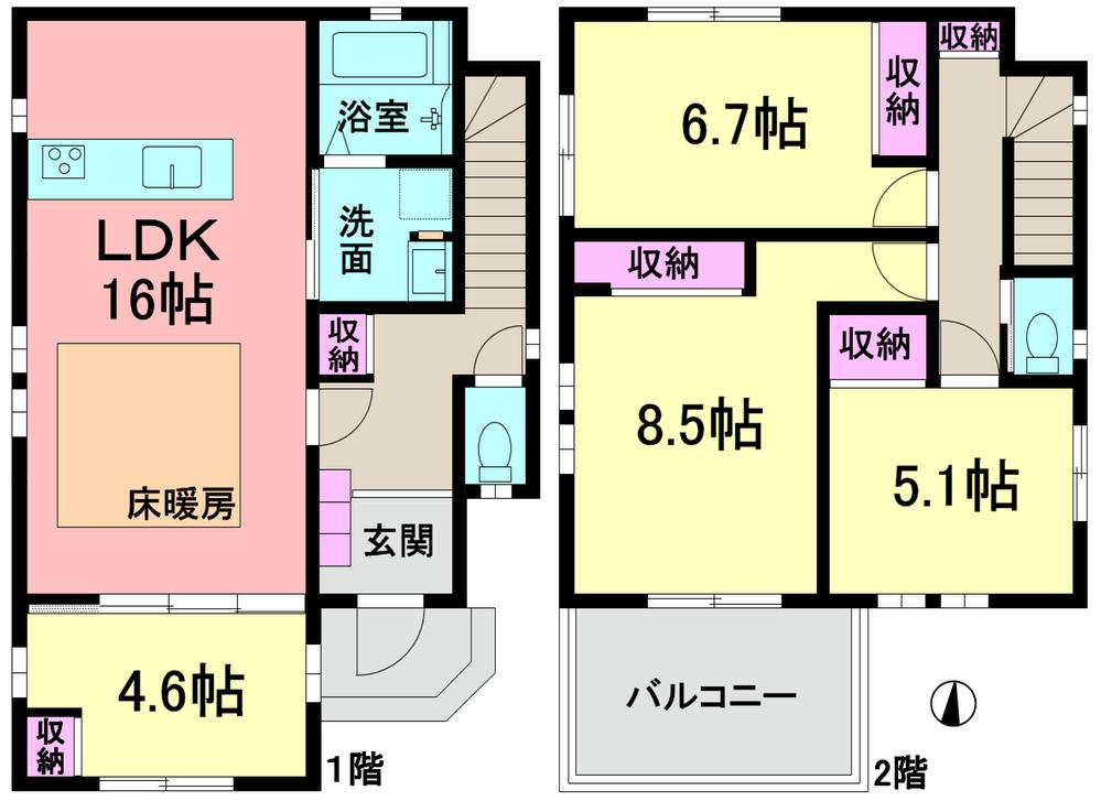 Floor plan. (A Building), Price 41,958,000 yen, 4LDK, Land area 113.58 sq m , Building area 98.54 sq m