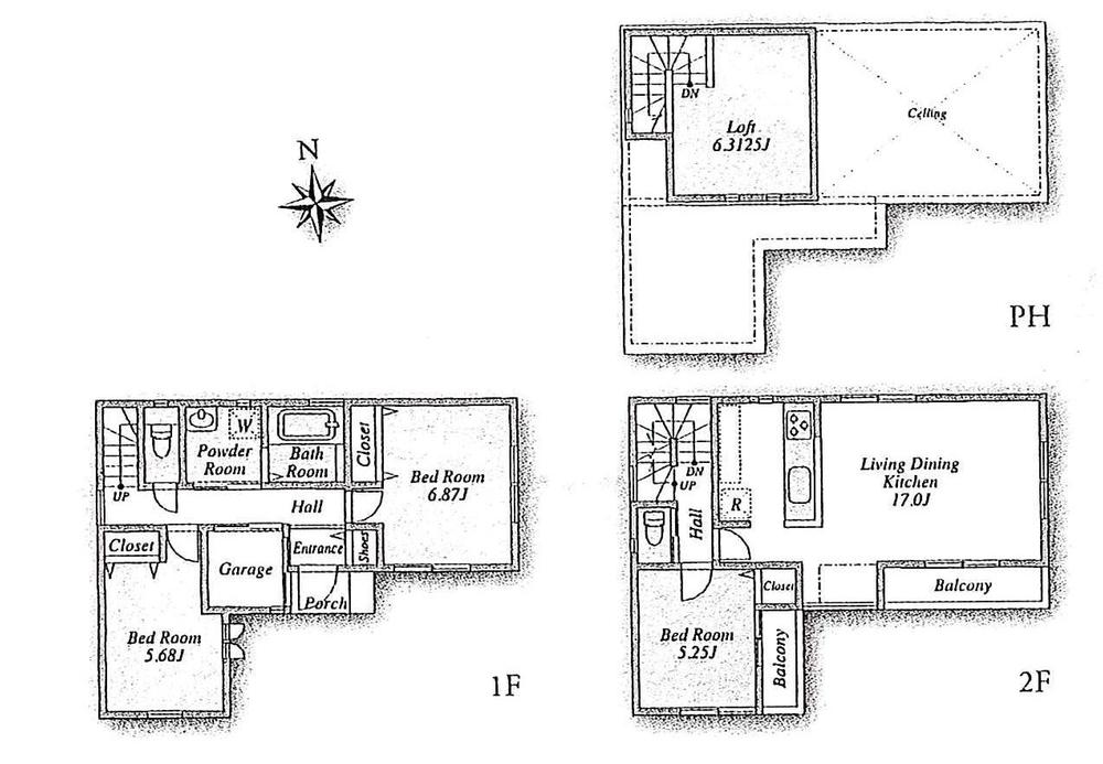 Floor plan. (B Building), Price 35,800,000 yen, 3LDK, Land area 75.31 sq m , Building area 87.16 sq m