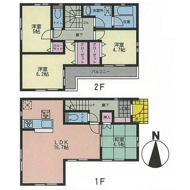 Floor plan. (1 Building), Price 32,800,000 yen, 4LDK, Land area 98.94 sq m , Building area 87.47 sq m