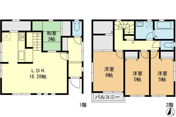 Floor plan. 29,800,000 yen, 3LDK, Land area 88.11 sq m , Building area 92.95 sq m