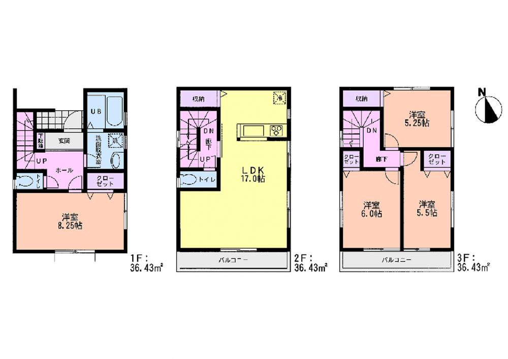 Floor plan. 26,800,000 yen, 4LDK, Land area 96.29 sq m , Building area 109.29 sq m