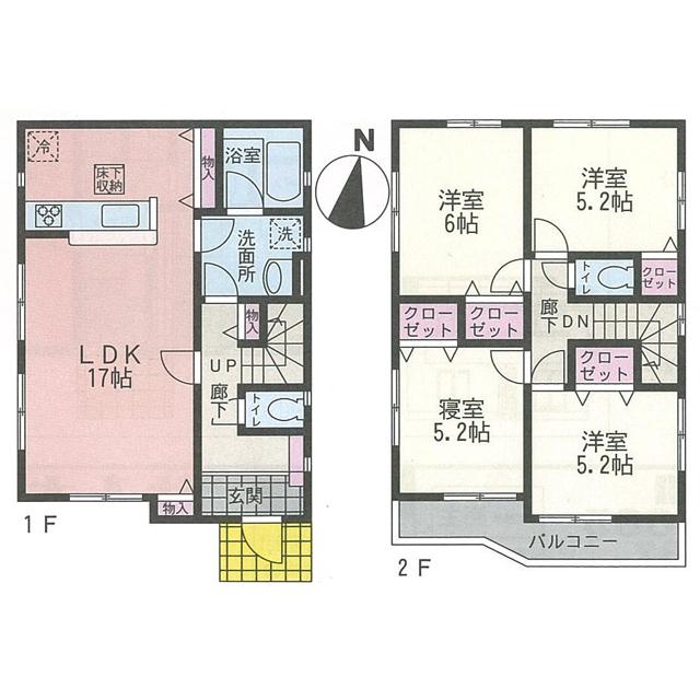 Floor plan. (4 Building), Price 23.8 million yen, 4LDK, Land area 151.37 sq m , Building area 92.34 sq m