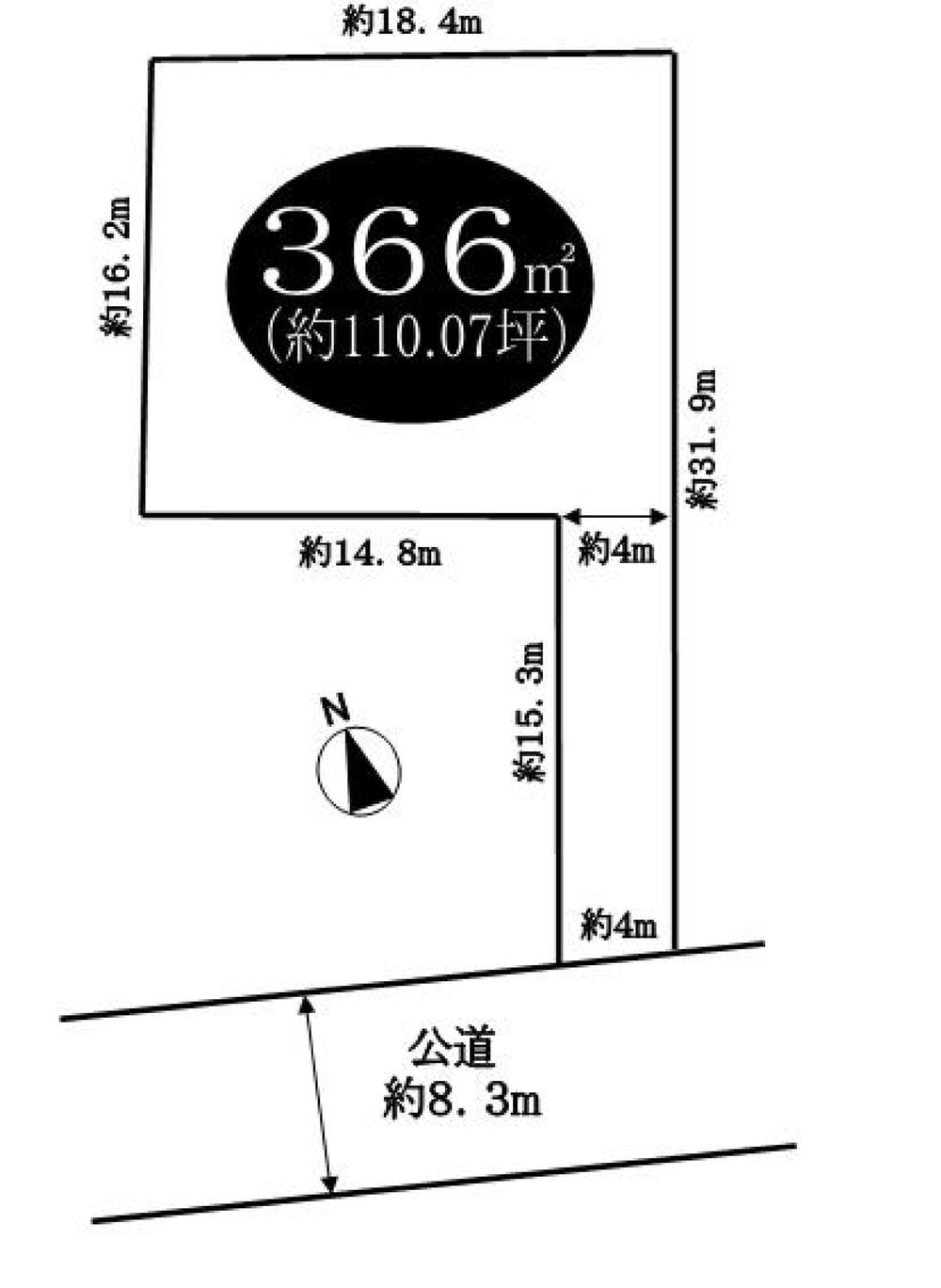 Compartment figure. Land price 45 million yen, Land area 366 sq m
