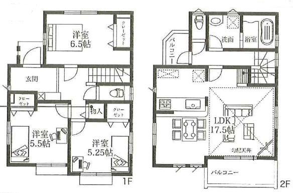 Floor plan. 34,800,000 yen, 3LDK, Land area 101.03 sq m , Building area 88.39 sq m
