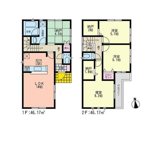 Floor plan. 27,800,000 yen, 3LDK, Land area 100.58 sq m , Building area 92.34 sq m floor plan