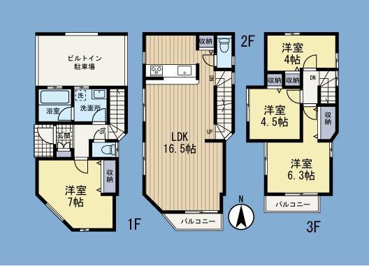 Floor plan. 30.5 million yen, 4LDK, Land area 63.7 sq m , Building area 109.61 sq m