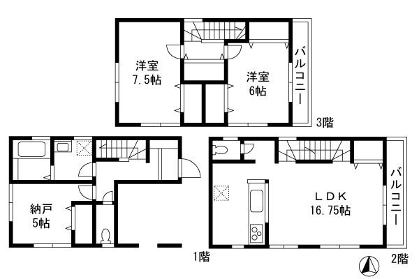Floor plan. 29,300,000 yen, 2LDK+S, Land area 66.32 sq m , Building area 101.84 sq m