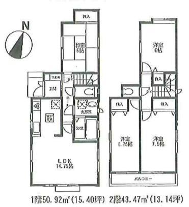 Floor plan. 27,800,000 yen, 4LDK, Land area 100.01 sq m , Building area 94.39 sq m
