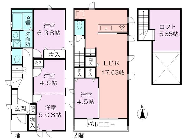 Floor plan. 34,800,000 yen, 4LDK, Land area 78.28 sq m , Building area 89.22 sq m