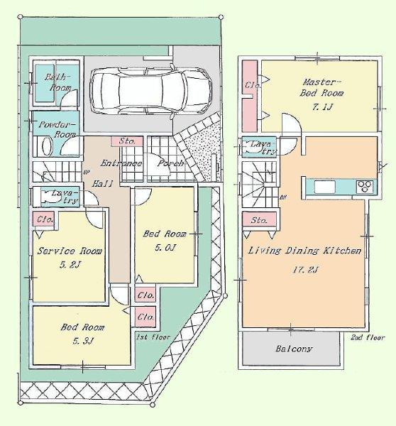 Floor plan. 29,800,000 yen, 3LDK + S (storeroom), Land area 98.06 sq m , Building area 101.64 sq m