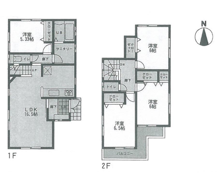 Floor plan. 33,800,000 yen, 4LDK, Land area 100.56 sq m , Building area 96.05 sq m
