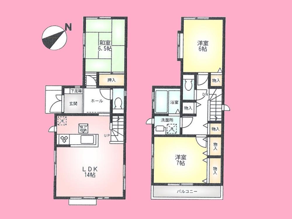 Floor plan. (1 Building), Price 26,800,000 yen, 3LDK, Land area 94.46 sq m , Building area 86.11 sq m