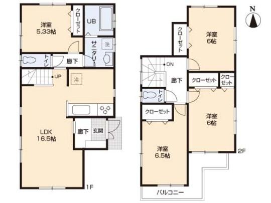 Floor plan. 33,800,000 yen, 4LDK, Land area 100.56 sq m , Building area 96.05 sq m floor plan