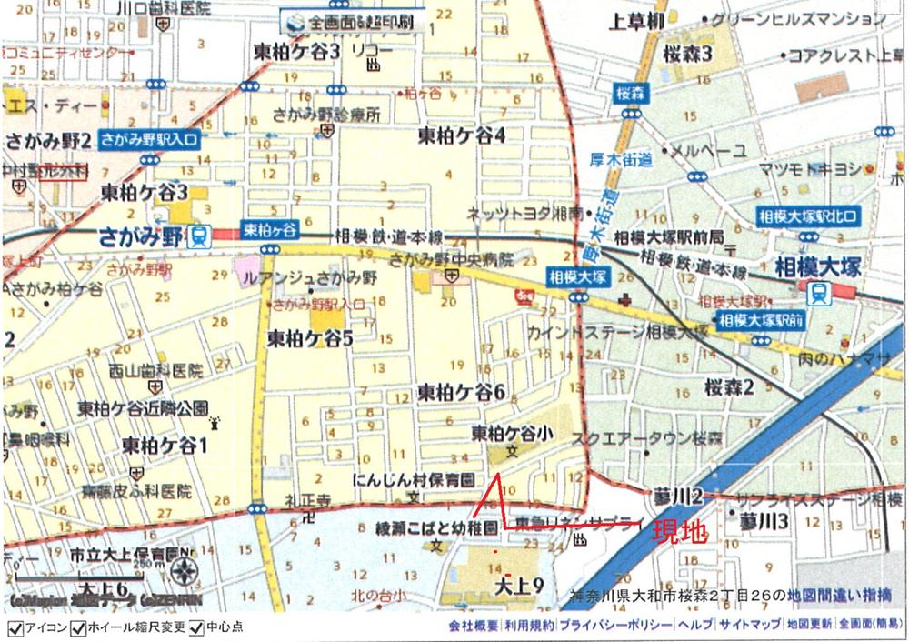 Local guide map. Sagamino, Sagamiotsuka both Station walking distance, It is flat to the station.