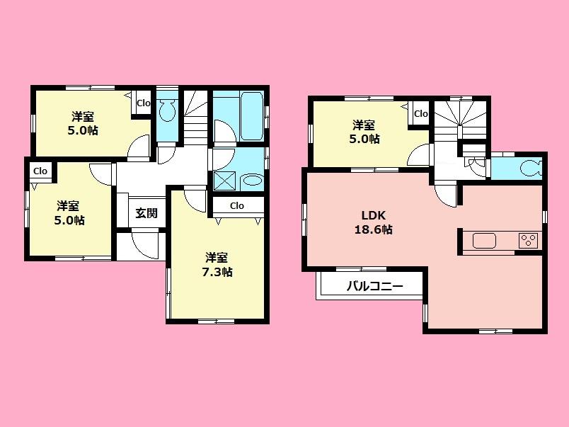 Floor plan. 29,800,000 yen, 4LDK, Land area 89.74 sq m , Building area 92.96 sq m