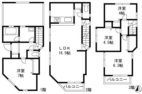 Floor plan. 30.5 million yen, 4LDK, Land area 63.7 sq m , Building area 109.61 sq m