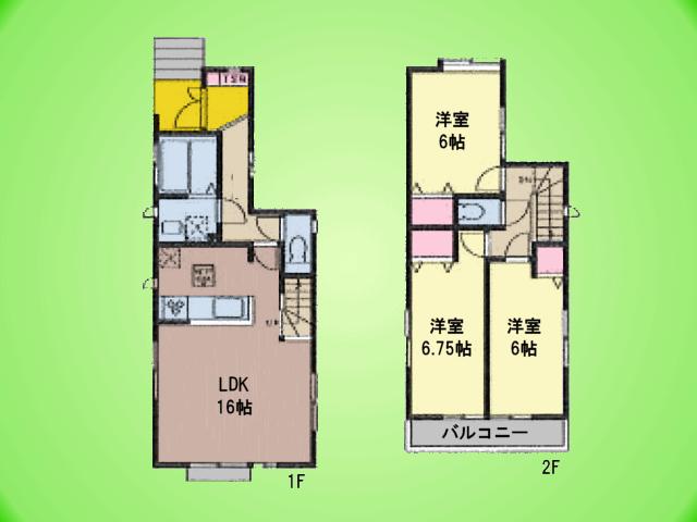 Floor plan. (Building 2), Price 28,300,000 yen, 3LDK, Land area 94.4 sq m , Building area 82.38 sq m
