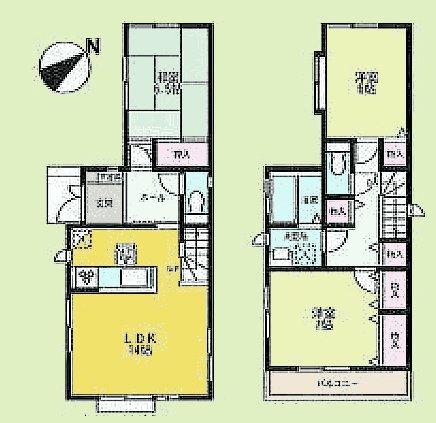 Floor plan. (1 Building), Price 26,800,000 yen, 3LDK, Land area 94.46 sq m , Building area 86.11 sq m