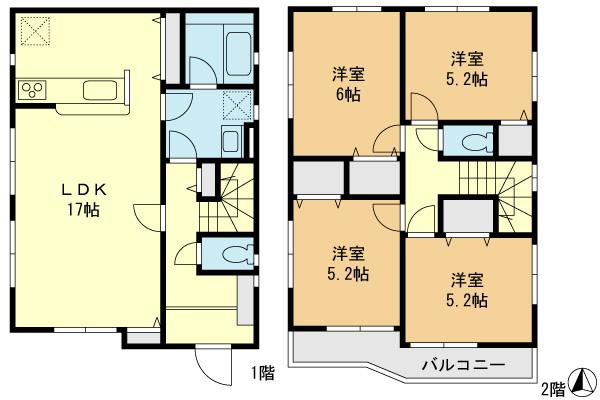Floor plan. 41,800,000 yen, 4LDK, Land area 115.45 sq m , Building area 92.34 sq m