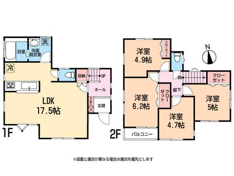 Floor plan. 34,800,000 yen, 4LDK, Land area 84 sq m , Building area 87.7 sq m