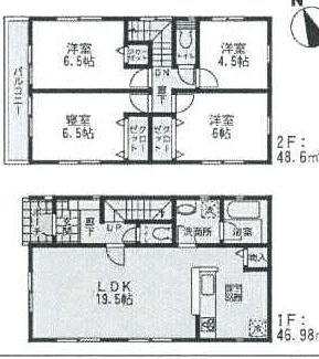 Floor plan. 26,800,000 yen, 4LDK, Land area 166.32 sq m , Building area 95.68 sq m