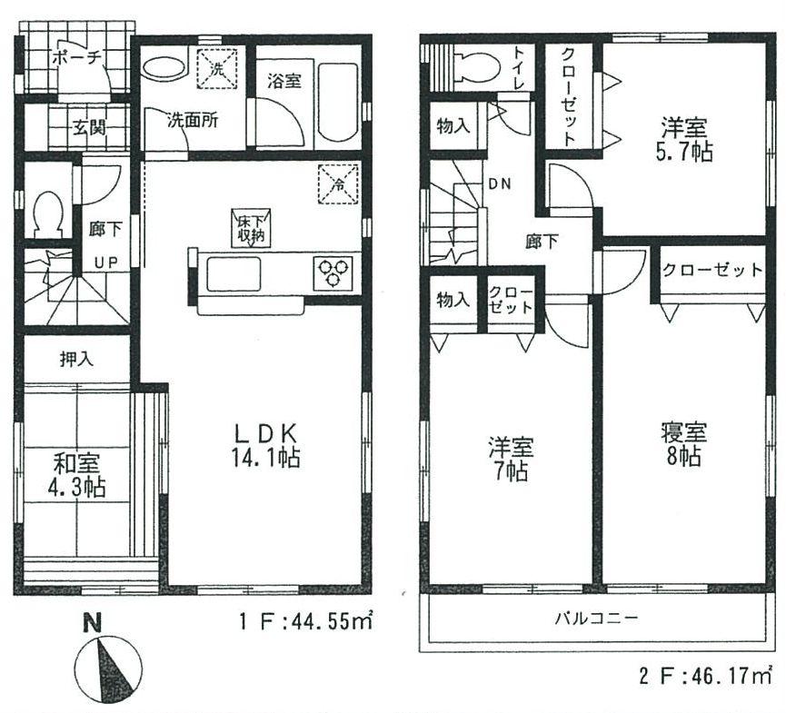 Floor plan. 36,800,000 yen, 4LDK, Land area 88.5 sq m , Building area 90.72 sq m