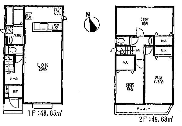 Floor plan. 30,800,000 yen, 3LDK, Land area 177.73 sq m , Building area 98.53 sq m