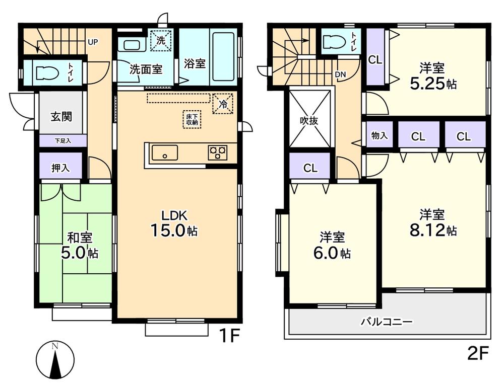 Floor plan. (D Building), Price 39,900,000 yen, 4LDK, Land area 136.7 sq m , Building area 96.25 sq m