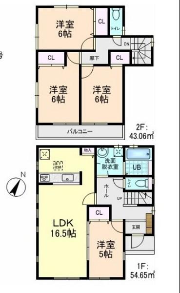 Floor plan. 39,800,000 yen, 4LDK, Land area 152.35 sq m , Building area 97.71 sq m