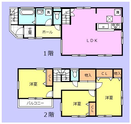 Floor plan. 28.8 million yen, 3LDK, Land area 77.69 sq m , Building area 89.4 sq m floor plan