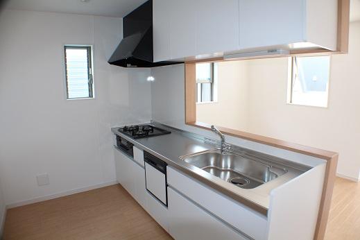 Kitchen. Indoor (July 2013) Shooting Bright kitchen face-to-face equipped with a dishwasher.