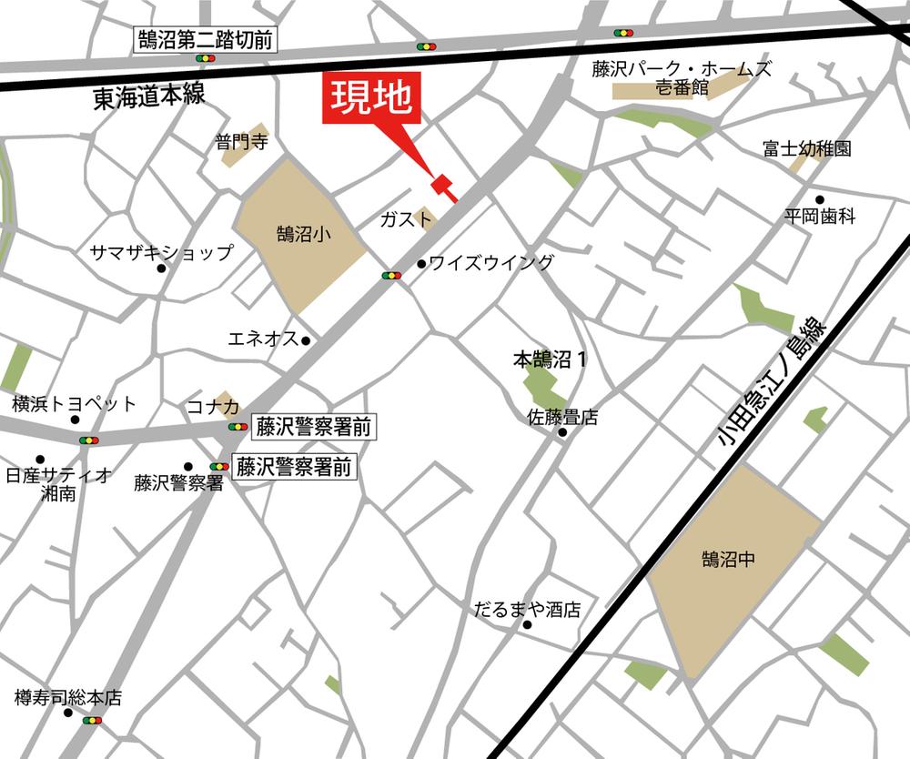 Local guide map. Fujisawa Honkugenuma 5-chome No. 3 No. 8    ※ When you come by the time zone by car, Only residents, Please keep in mind that it can not be the car of traffic. Our vehicle has been taking the transit permits. Local until you let me take you.