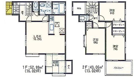 Floor plan. 35,600,000 yen, 4LDK, Land area 209.54 sq m , Building area 96.05 sq m