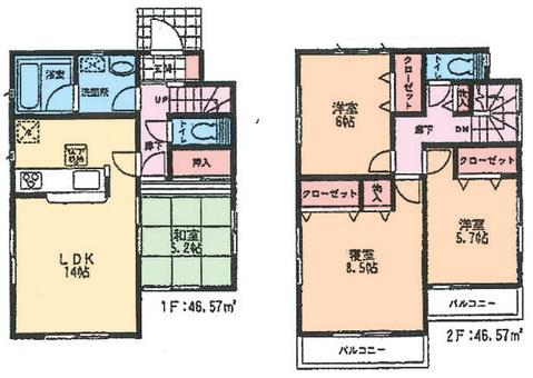 Floor plan. 38,800,000 yen, 4LDK, Land area 122.49 sq m , Building area 93.14 sq m
