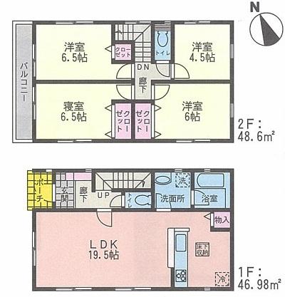 Floor plan. (3 Building), Price 26,800,000 yen, 4LDK, Land area 166.32 sq m , Building area 95.58 sq m