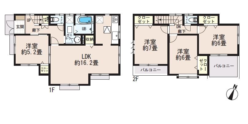 Floor plan. (1 Building), Price 39,800,000 yen, 4LDK, Land area 145.86 sq m , Building area 96.05 sq m