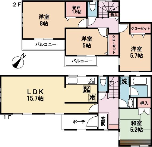 Floor plan. 43,800,000 yen, 4LDK, Land area 115.67 sq m , Building area 91.93 sq m
