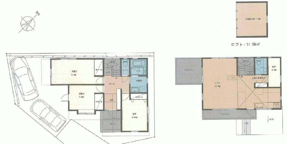 Floor plan. (G Building), Price 56,800,000 yen, 2LDK+S, Land area 132.25 sq m , Building area 101.24 sq m