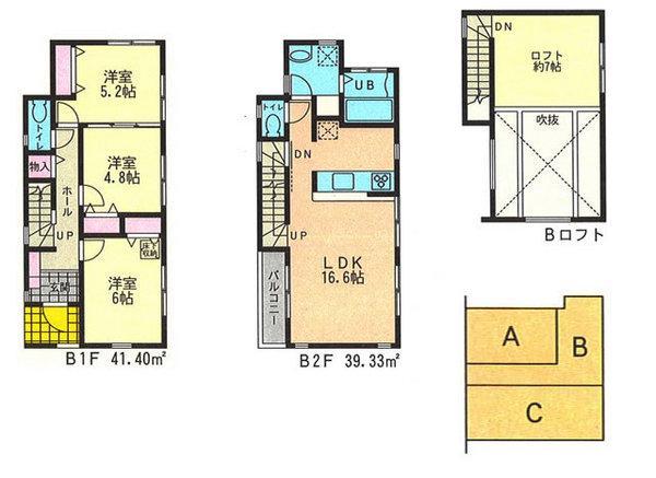 Floor plan. 34,480,000 yen, 3LDK+S, Land area 93.55 sq m , Building area 80.73 sq m