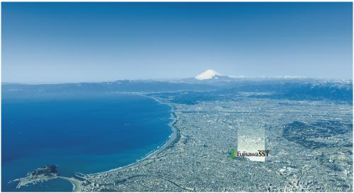 aerial photograph. "Fujisawa Shonan" of the mild climate and scenic environment. Nature, history, Colored by culture, City of, The land which also combines advanced nature, A go spliced to live beyond the generation, "sustainable", "Smart Town" is born. (Local Aerial January 2013 shooting ※ 1)