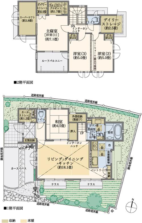 Floor plan. Tsujido Seaside Park: bicycle about 9 minutes (2140m)