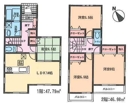 Floor plan. 35,800,000 yen, 4LDK, Land area 108.67 sq m , Building area 94.77 sq m